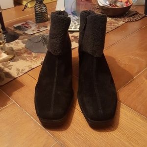 Liz Claiborne Black suede anlke high boots